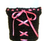 Hot Pink Satin Ribbon Corset Cup Cozy