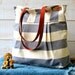 NEW 2013 WATERPROOF Diaper bag/Messenger bag / Beach tote STOCKHOLM Gray and ecru nautical stripe - 10 Pockets