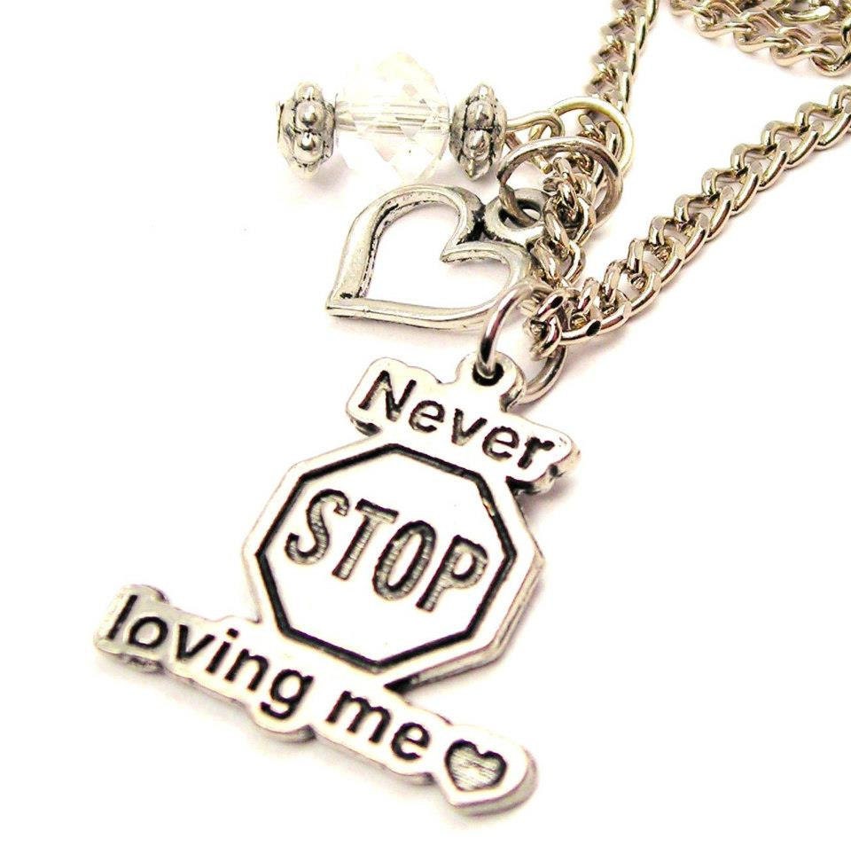Never Stop Loving Me Necklace with crystal beadwork Fast Free Ship
