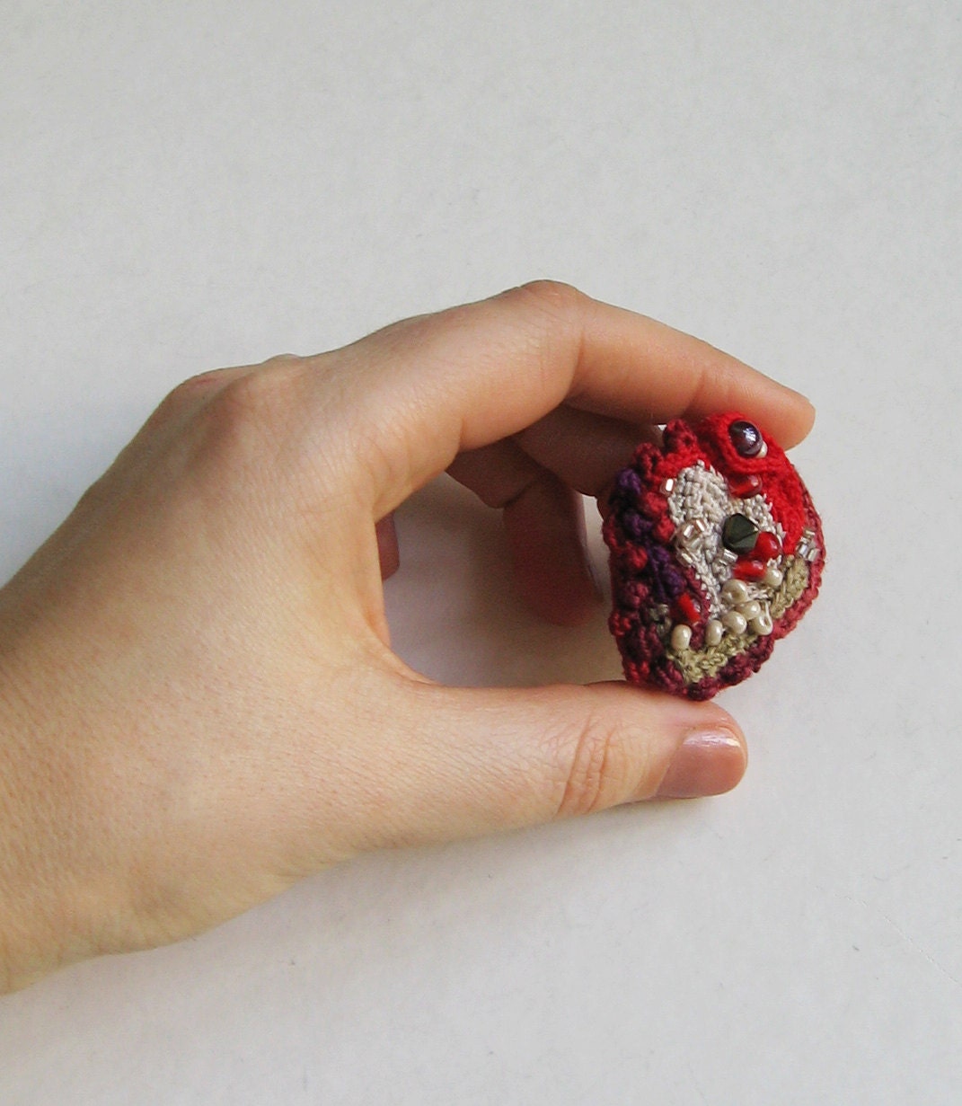Ruby red and sandstone mineral inspired ring