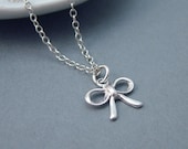 Dainty Silver Bow Necklace Sterling Silver, Minimal, Simple Jewelry, Bowtie Necklace, Tiny Silver Bow