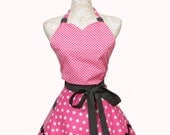 Polka Dot Apron- Hot Pink Black and White