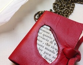 Mini book necklace with old paper