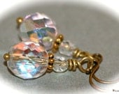 Crystal Deco Earrings. Antique Brass.