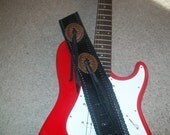 Black Leather  Concho Guitar Strap