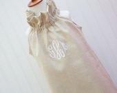 NEW...The Sara...Girls Linen Dress, Monogrammed Dress