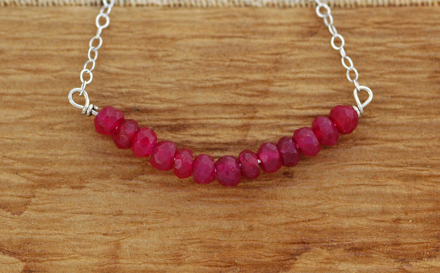 Red Ruby and 14k White Gold Birthstone Necklace