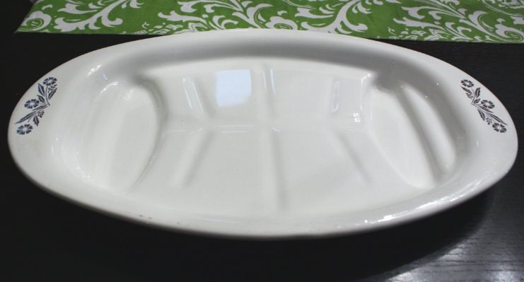 Vintage 16-1/2" Corning Ware Cornflower Platter Meat or Fish Plate P-19