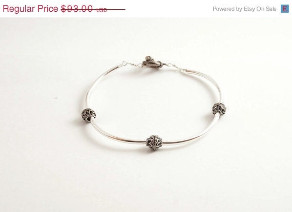 Sterling Silver Bracelet - Faux Bangle Bracelet - Arabia Ooak