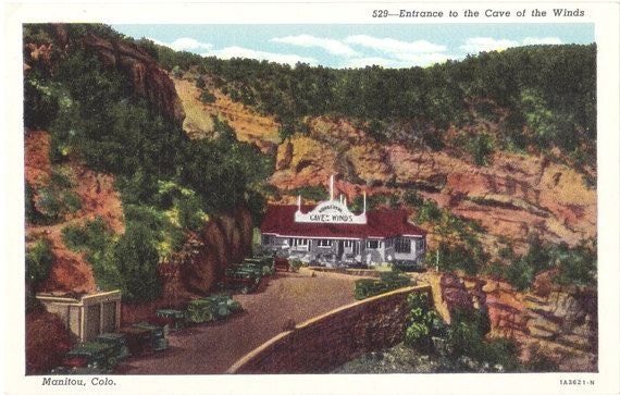 Vintage Colorado Postcard - Entrance to Cave of the Winds, Manitou Springs (Unused)