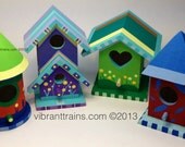 Mini Wood Birdhouse for indoor or outdoor use custom hand painted to meet your design and color choice