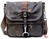 Black Leather Messenger  // Upcycled and Handmade by peace4you - Model paul-2067