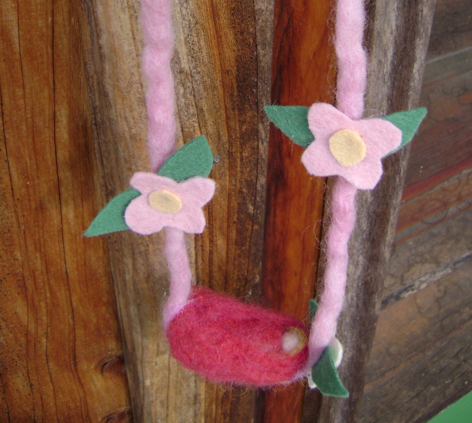 Sleeping baby -  Waldorf inspired - Wool flower garland with  a baby