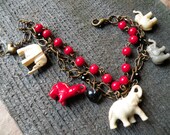 Elephant March -  Vintage Assemblage Charm Bracelet