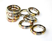 Stack Metal Rings / Pendants Circle  - SET of THREE Men Women Silver Copper Gold Steampunk Modern Mixed Metal by Mei Faith