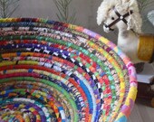 Coiled Basket - Gypsy LARGE - Organizer, Storage, Bohemian Handmade Basket, Colorful