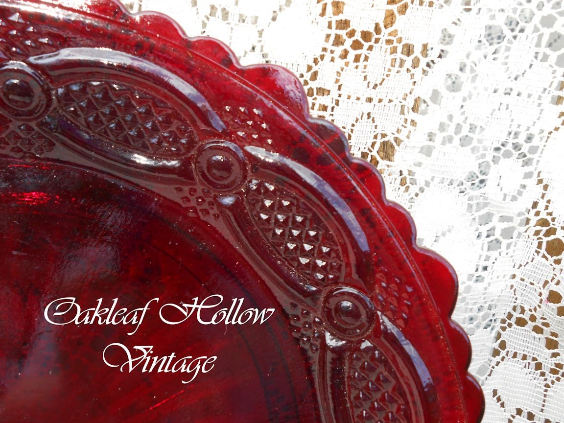 Avon Glass Dinnerware Salad Plate Ruby Red Cape Cod pattern