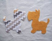 2 Small Diy Fabric Iron On Scottie Dog Appliques
