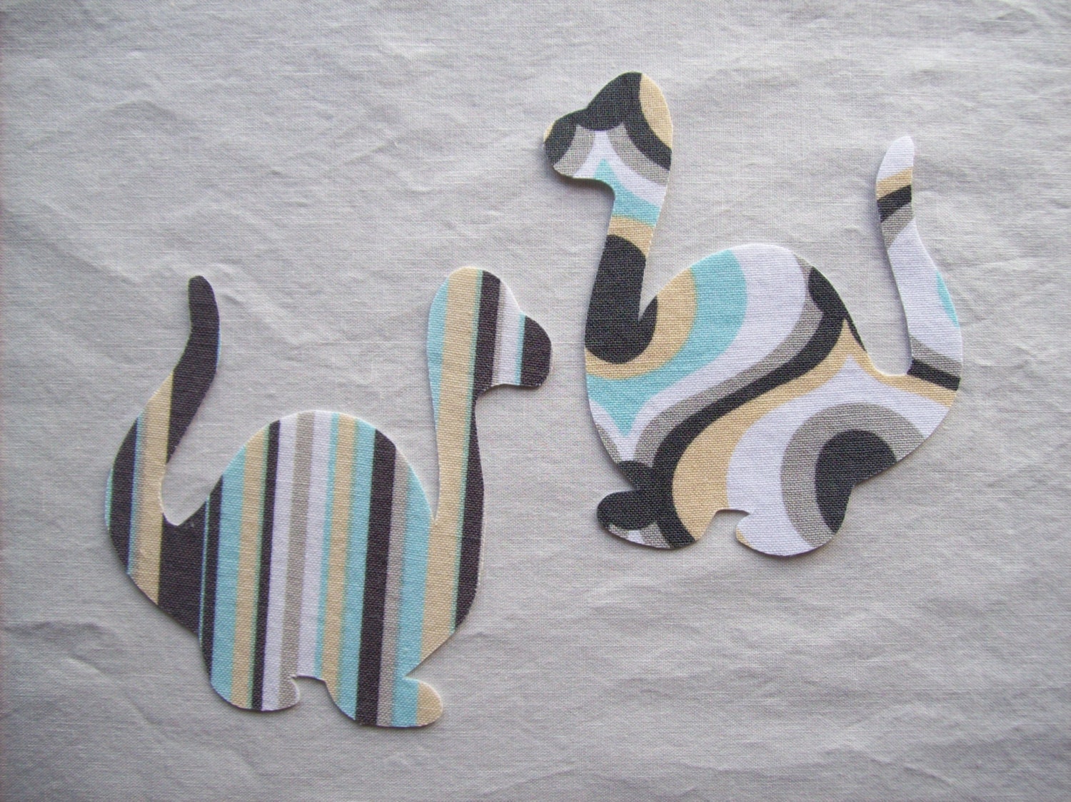 2 Small Fabric Iron On Dinosaur Appliques