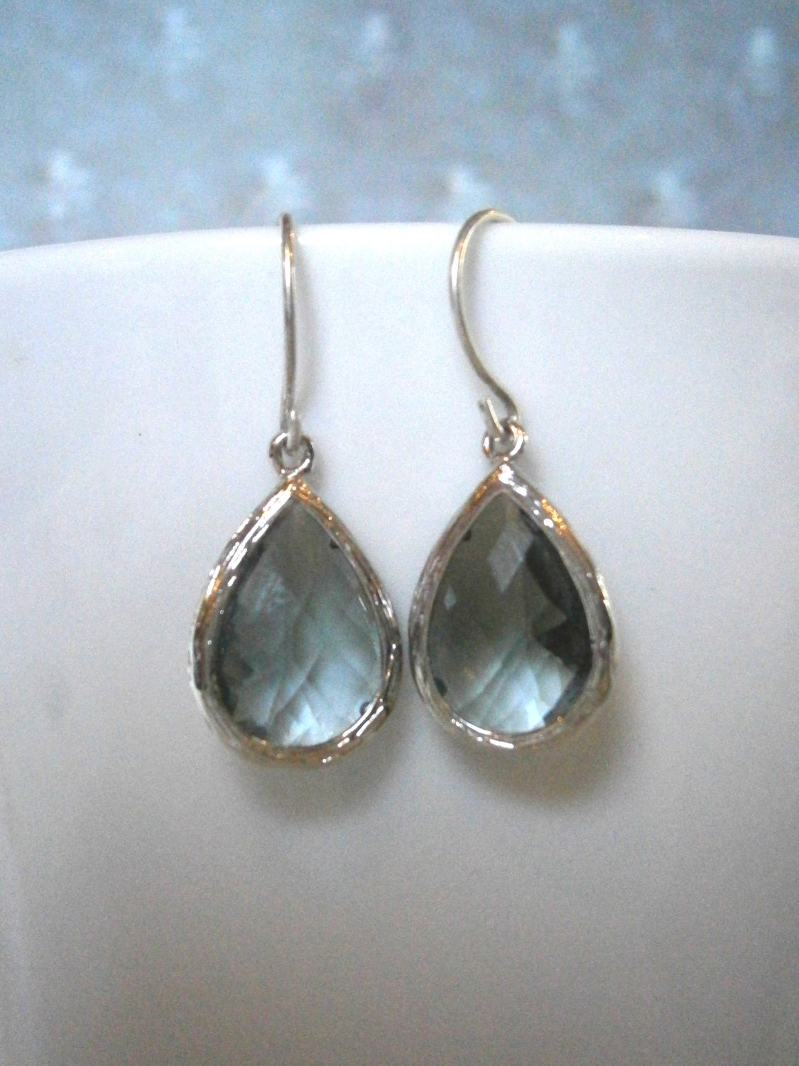 Grey Earrings, Teardrop Silver Earrings, Gray Earrings