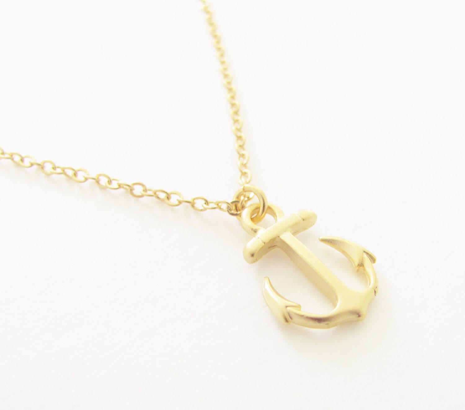 Tiny Gold Anchor Necklace - Dainty Matte Gold Anchor Nautical Charm Gold Plated, Wedding, Bridal, Bridesmaid, Beach, Preppy Nautical