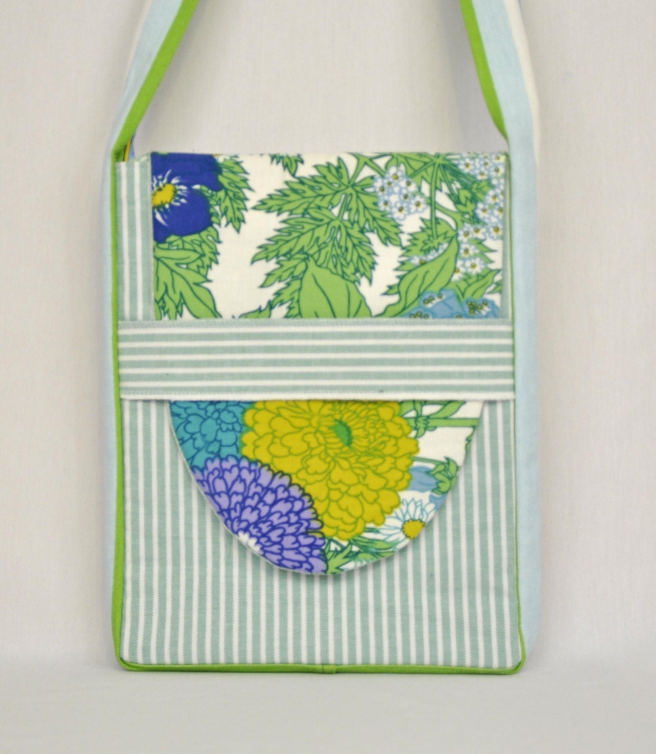 50% OFF and Free Shipping Eco 13" Padded Laptop Sleeve in Turquoise and Flowers with Shoulder Strap