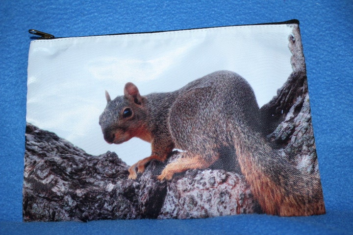 Squirrel Cosmetic Bag or Pencil Case 9x6 inches