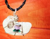 Aqua Irish Sea Glass - Wire Wrapped Pendant