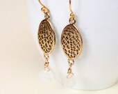 Gold Fill and Moonstone Earrings---Unique, Artsy Handmade Design