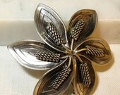 Aarre and Krogh Denmark Sterling Silver Modernist Flower Brooch A & K
