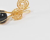 Black & Yellow Marble Wire Wrapped in Gold