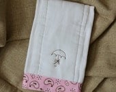 Burp Cloths (set of 2) - Pink Paisley with Umbrella
