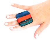 Glass Ring For Her Gift Ideas - big bold oversize handmade cocktail ring  - SUMMER FUN- 1.9 inch