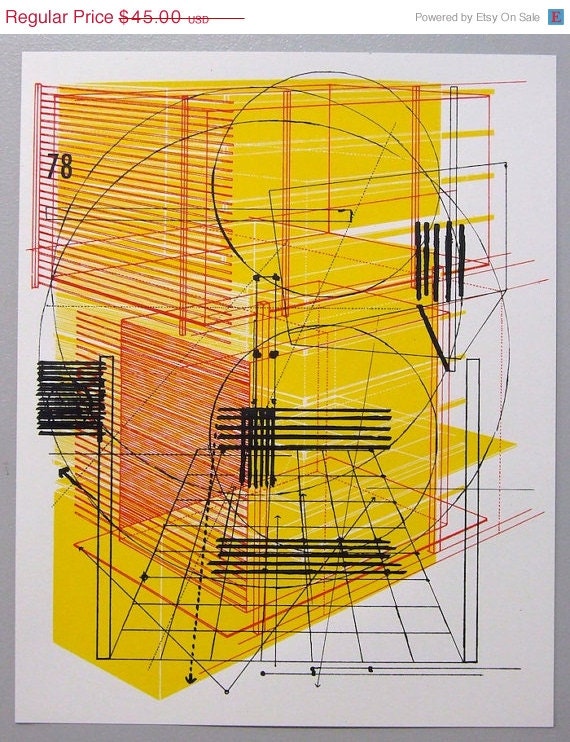 Perspective architecture 2, architectural graphic design, 16 x 20 inches silkscreen print