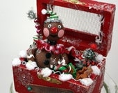 Vintage Look Gingerbread Man Christmas Decoration Treasure Box Decoration