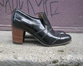 Vintage 80s DISCO amazing Saturday night fever studio 54 Italian stacked heel platform black leather heeled boots unisex