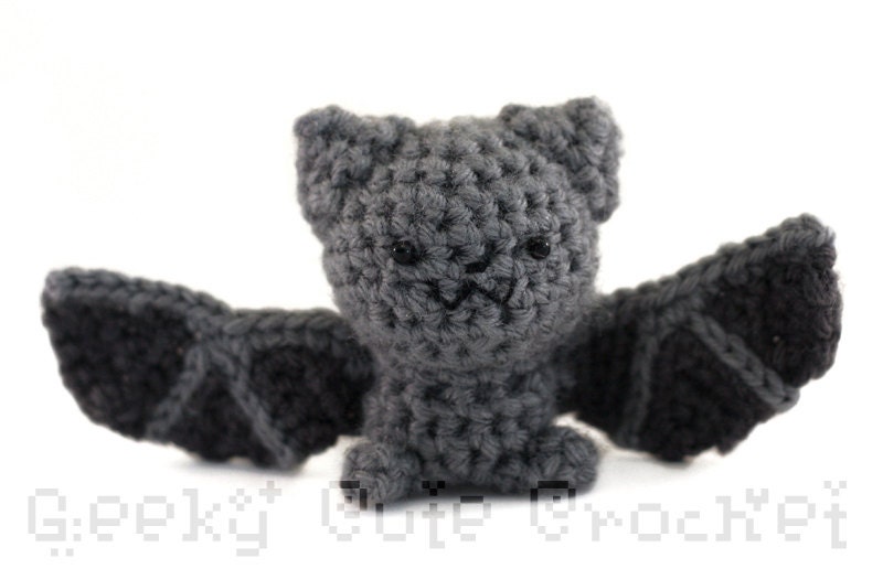 Gray Bat Amigurumi - crocheted plush toy