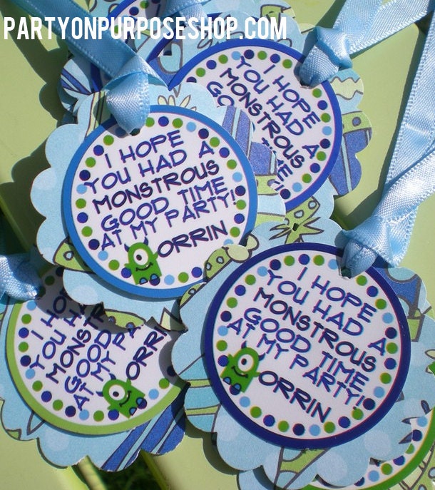 Monster Bash Birthday Party Decorations - Thank You Favor Tags