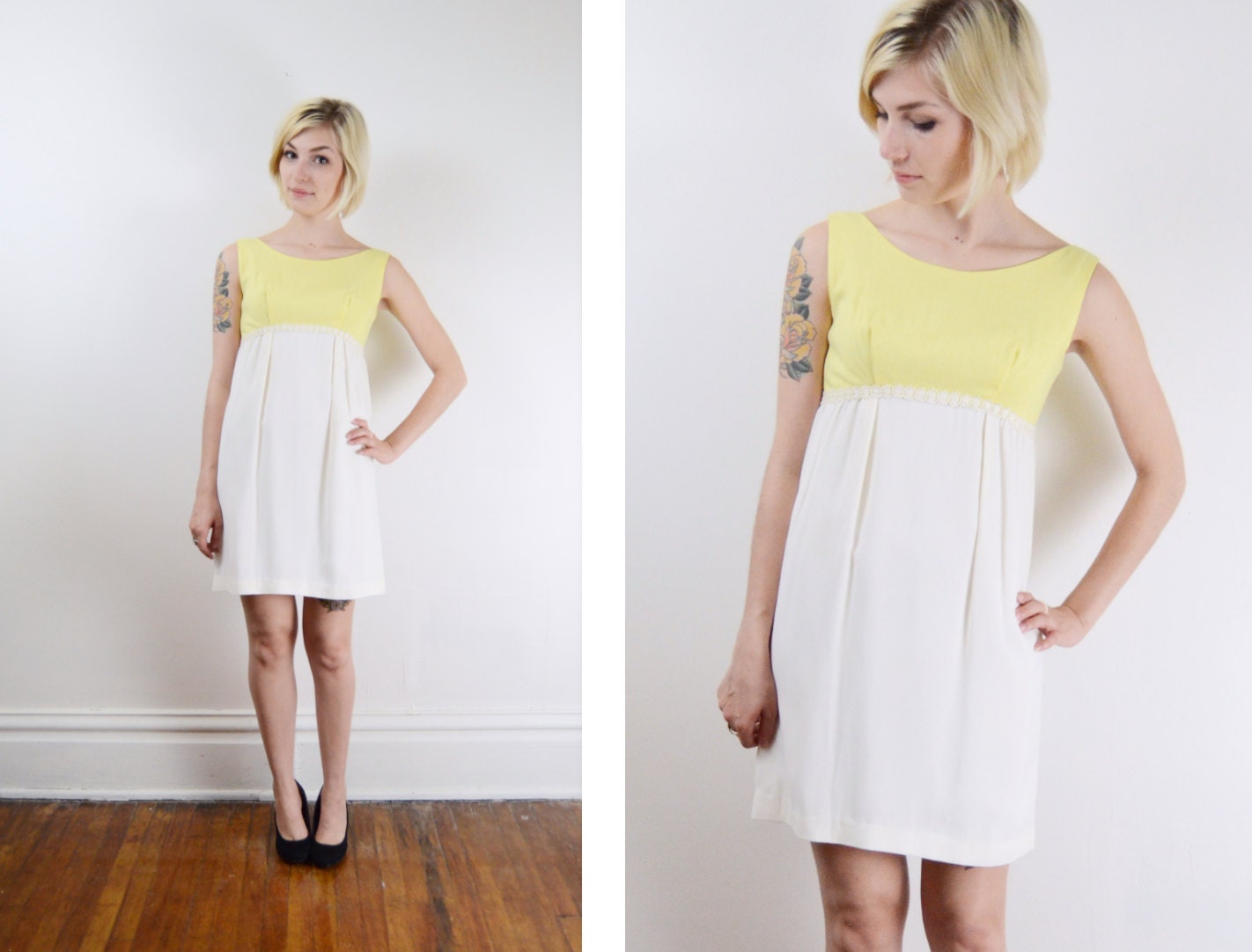 1960s Baby doll White Dress - XS
