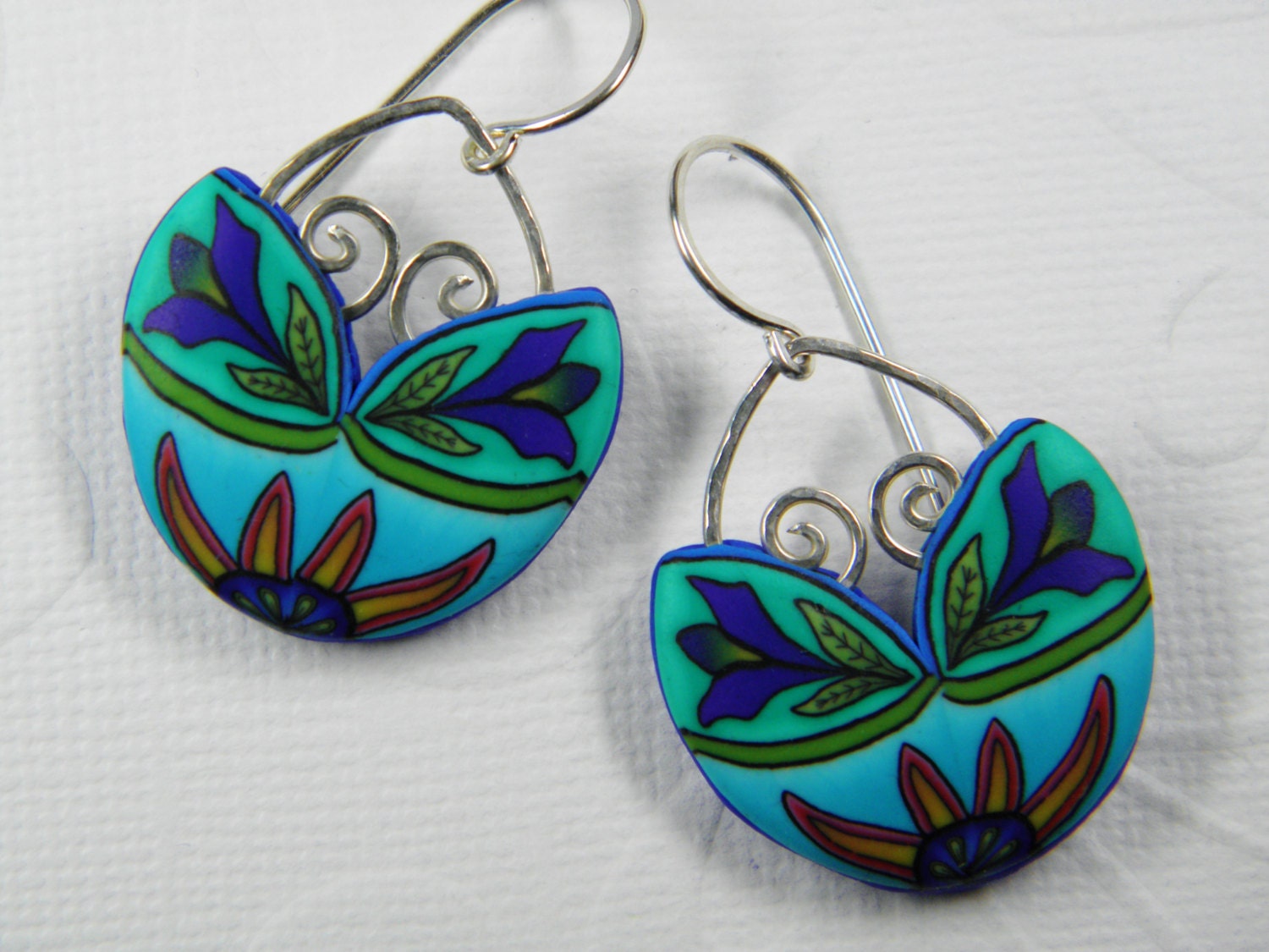 Sun Rising Millefiori Flower Dangle Earrings
