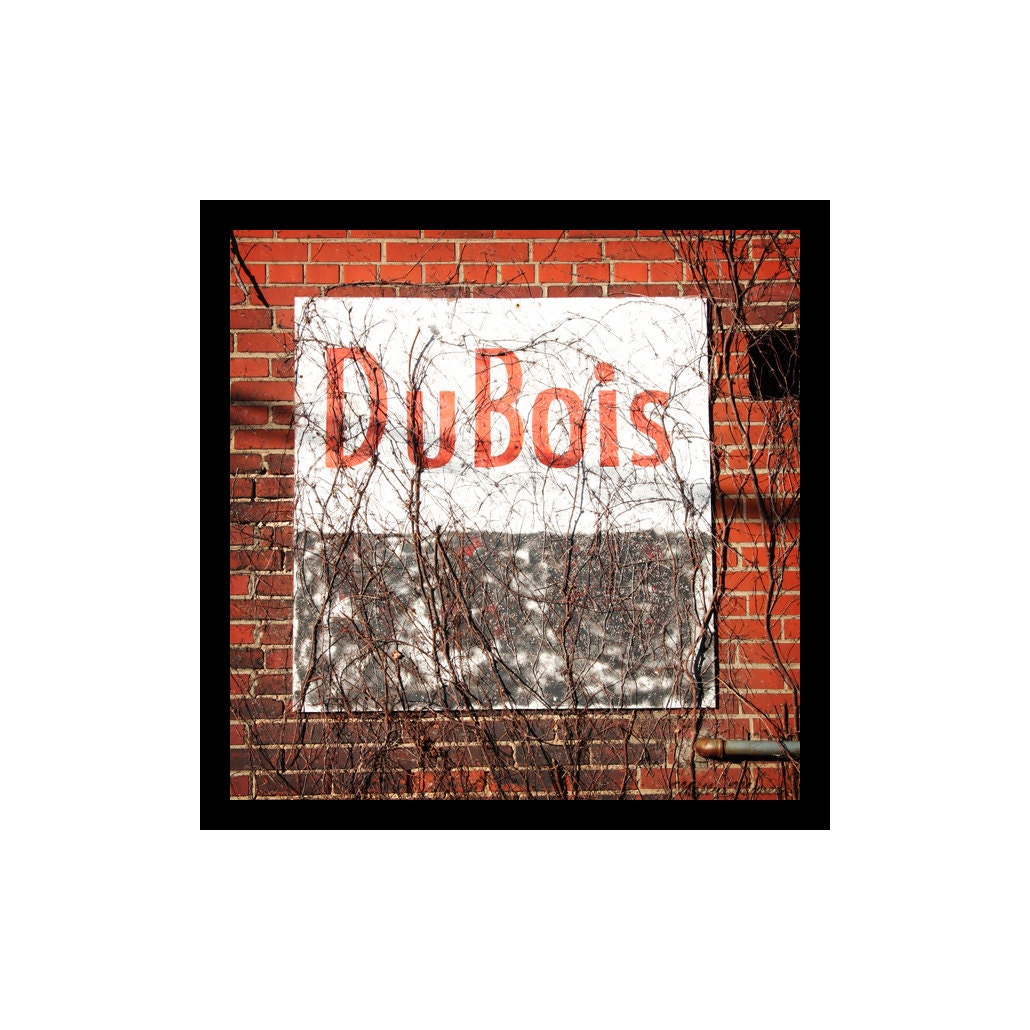 DuBois photograph, Vintage Sign Art, Color Photography, Brick Wall, Urban Landscape, red, black, Home or Office Decor