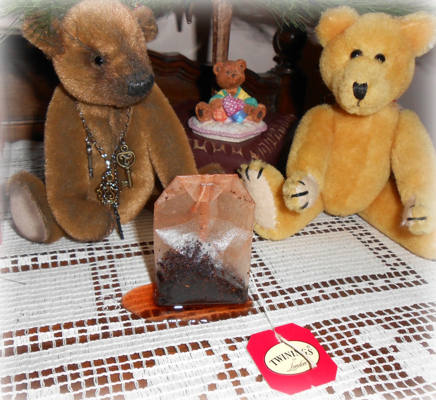 Fake Teabag Breakfast Tea Drippy in a Puddle Fun Food Prop