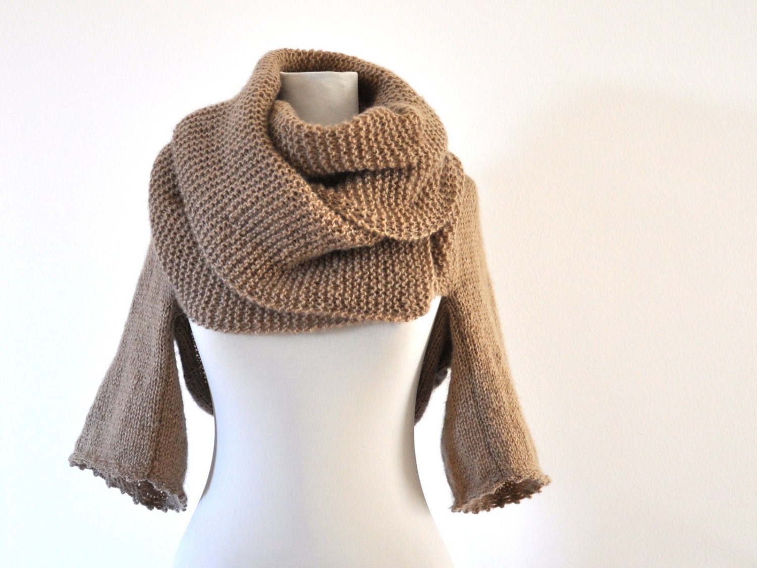 Sweater Cardigan Jacket Tunic Chunky Sweater Wrap Sweater Hand Knit Brown Fawn Earth Tones