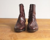 1960s Oxblood Leather Florsheim Zip Ankle Boots. Men 7, Women 9.