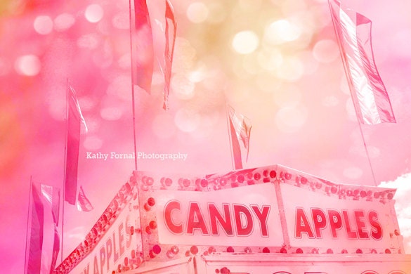 Carnival Photography, Candy Apple Fair Stand, Nursery Room Baby Child Art, Dreamy Hot Pink Carnival Photos 8" x 12"