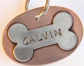 CALVIN - Sterling Silver and Copper Pet Tag For Dogs