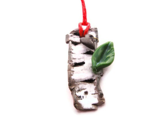 Birch Bark nature lover ornament - hand sculpted