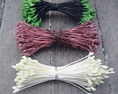 Vintage flower stamens, green, off white, lavender, floral supplies