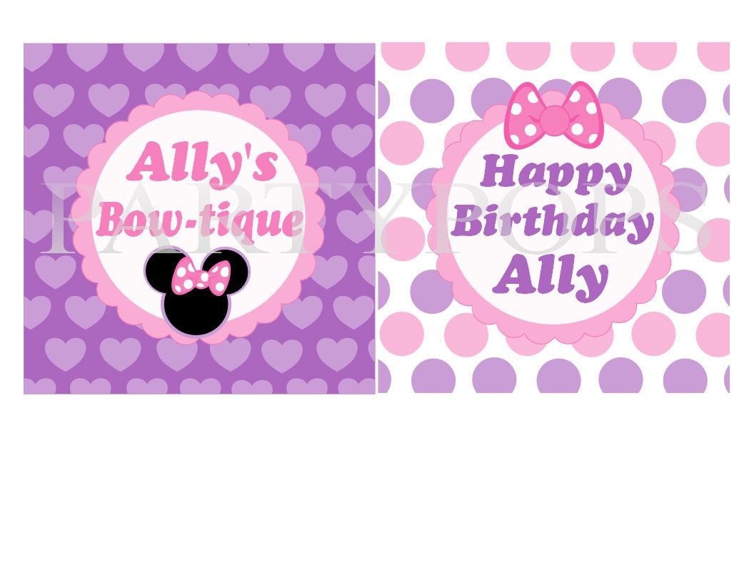 Digital Minnie Mouse Bow-tique Party, Decoration, Banner Add On , Printable 5" decoration,  Personalized,  Minnie Bow-tique Birthday