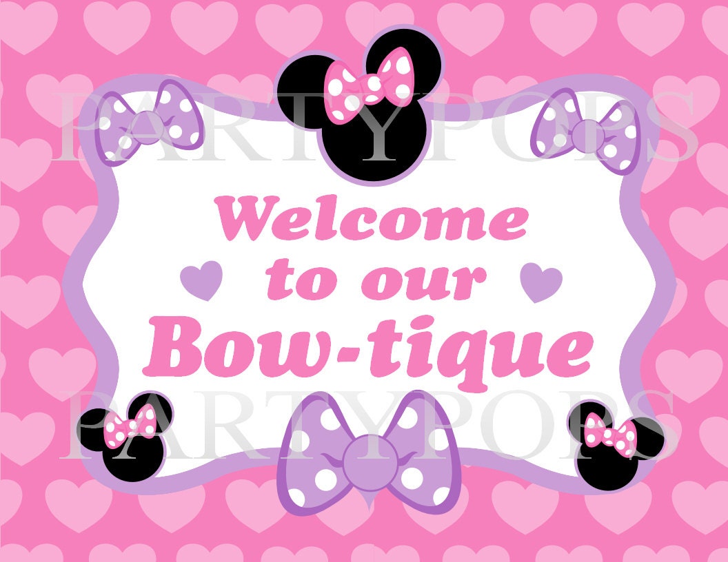 Diy  Minnie Mouse Bow-tique Party Sign,  Printable,  Minnie's Bow-tique Birthday,  Minnie Mouse  Party Decoration,  PDF  INSTANT DOWNLOAD
